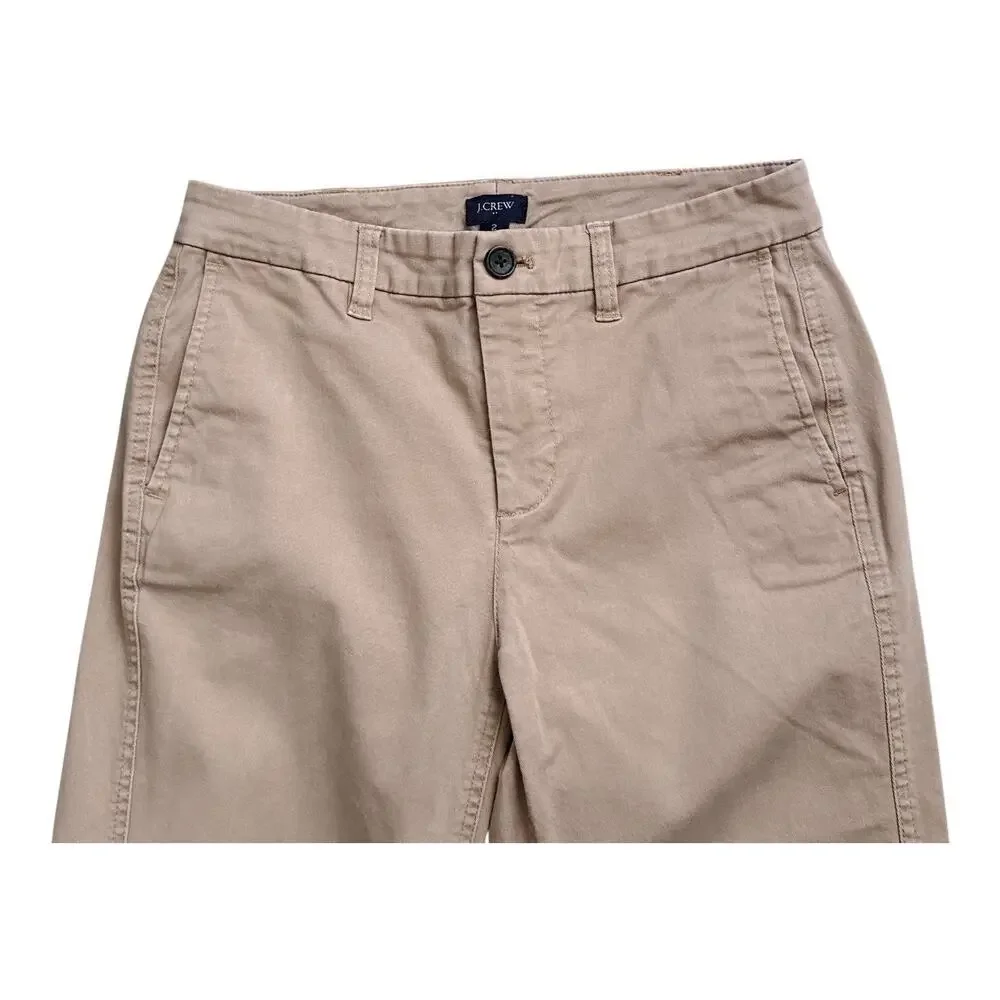J Crew Chino Pants Womens 2 Beige Khaki Stretch Straight Mid Rise 26.5